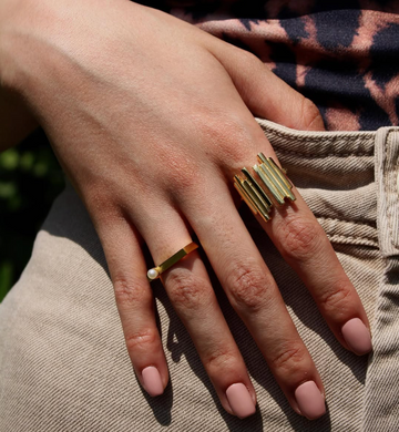 Pila Ring Made of 925 sterling silver and plated with 18K yellow gold.